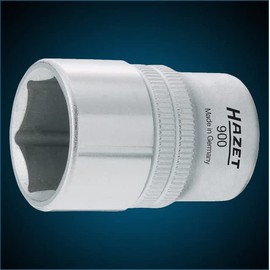HAZET Hex Socket 900-29|12.5mm Square Drive, 29mm Flat Width, Knurled | Chrome Plated and Polished Surface Socket for Manual Operation