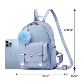 Girls Cute Mini Backpack Purse Fashion School Bags PU Leather Casual Backpack for Teens Women (Bright Blue)