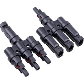 RKURCK 4 Way Branch Connectors FMMM-MFFF Connectors T Type Connector for Parallel Connection Between Solar Panels(FMMM+MFFF)
