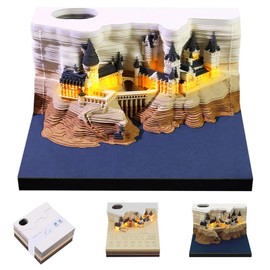 3D Calendar, 3D Notepad, 3D Calendar Tear Off 2025, Paper Sculpture Desktop Ornament, 2025 Desk Calendar Notepad with Light, 3D Magic Lock Weekly Calendar Notepad, Desktop Calendar