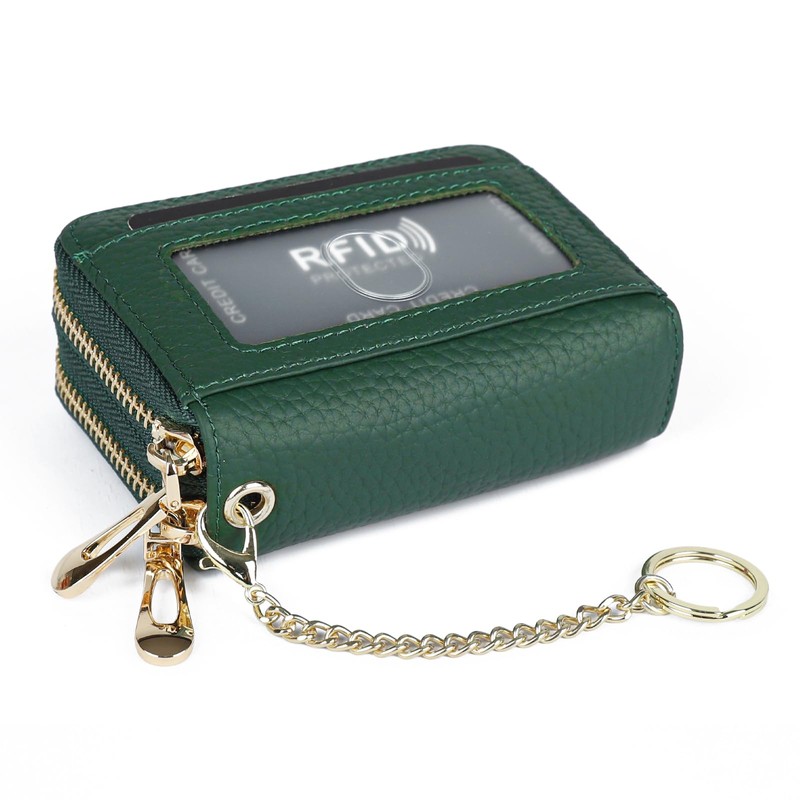 imeetu RFID Credit Card Holder, Small Leather Zipper Card Case
