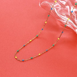 HMOOY Bohemian Bead Choker Necklace for Women, 14K Gold/Silver Plated Colourful Y2k Aesthetic Summer Beads Choker Necklace Beach Jewellery Prom Party Festival, enamel, No Gemstone