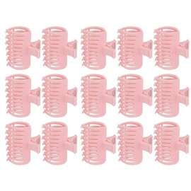 Hot Roller Clips, 15pcs Plastic Hair Curler Claw Clips, Hair Jaw Clips Fixing Clamp, Hair Styling Curling Clips for Women Girls Hair Section Styling(Pink)