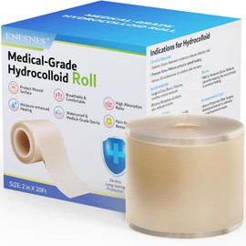 Hydrocolloid Roll for Wound Care - Cut-to-Size, Extra Large Medical-Grade Hydrocolloid Patch Bandages with Self-Adhesive, Ultra Absorbent, Flexible & Waterproof, First Aid Kit Essential (2in*20ft)