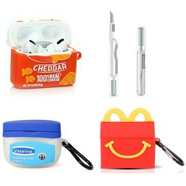 (3Pack) Case for AirPods Pro 2nd/1st Generation with Cleaning kit, XMBYGY Cute Skin Design Silicone Cartoon Charging Case Protective Covers with Keychain for AirPods Pro 2/Pro Earbuds (G+F+M)