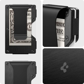 Spigen RFID Blocking Metal Wallet S Slim Minimalist Credit Card Holder for Men and Women with Money Clip - Black