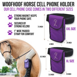 Woofhoof Equestrian Cell Phone Holder, XXL Purple On The Calf/Leg Band Holster - Perfect Horse Accessories, Universal Fit, Padded Strap, Magnetic Closure, Made of Durable Nylon, Machine Washable