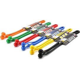 BluBird Rapid Tie Adjustable Strap, 15" Expandable Heavy Duty Indoor Outdoor Ball Ties Cord (UV Resistant, No Recoil Like Bungee Cord, Made in USA) - Red - 10pk