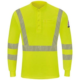 Bulwark® Men's Hi-Visibility Lightweight Long Sleeve Henley, Yellow/Green, Large