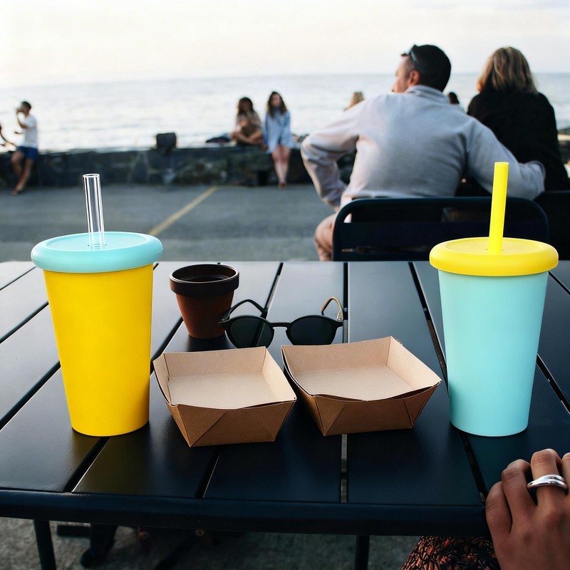 Alohastarttg Plastic Reusable Cups, 4 Pack of 20.5oz Drinking Cups