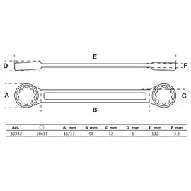 BGS 30332 | Double Ring Spanner | extra flat | 10 x 11 mm