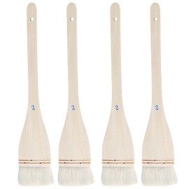 ZEONHEI 4 PCS 2 Inch Flat Hake Brushes, Soft Goat Hair Brush and Hake Paint Brush with Solid Wooden Handle, Hake Brush Set for Watercolor Pottery Painting Arts