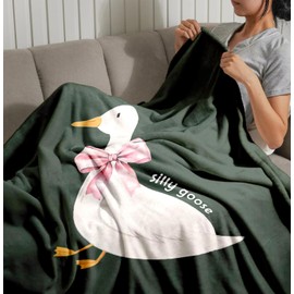 MericTop Silly Goose Decor Blankets, pink bow blanket, Cute Goose Theme Blanket Throws for Girls Kids Bedroom Couch, Goose Gifts, Goose Decor, Coquette Goose Gifts for Trendy Girls Women, 50x60 Inches