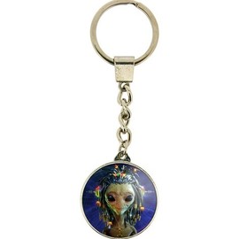 Alien 'Dreads' Dreadlock - Quality Crystal Keyring - By Artist David Penfound