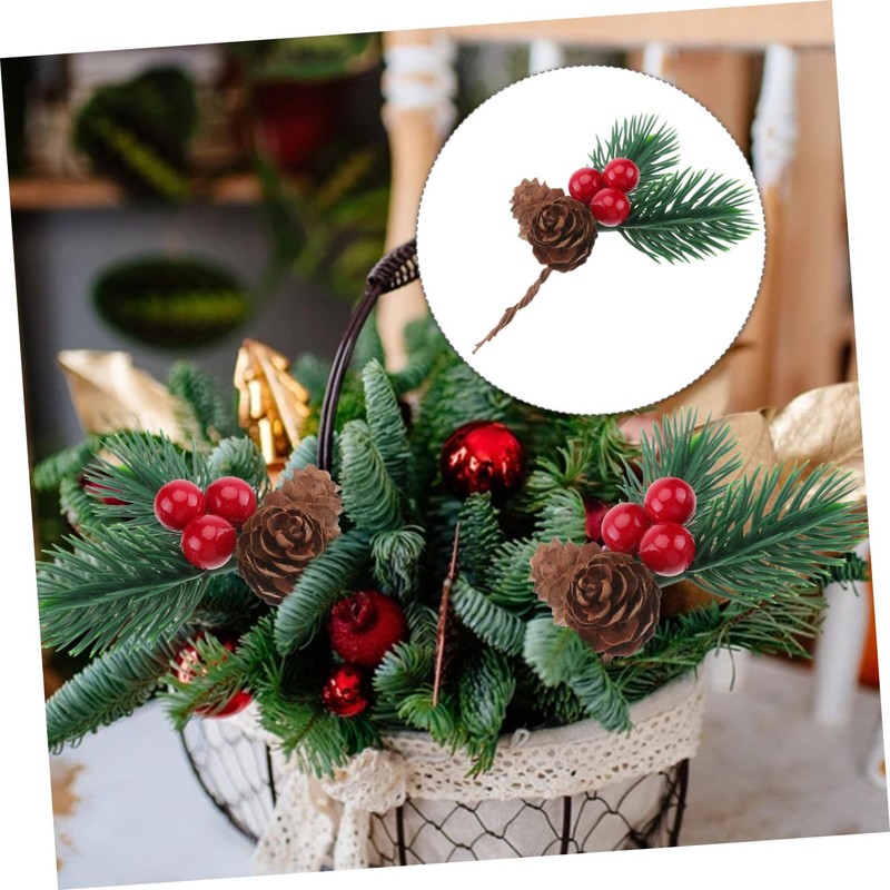 MAGICLULU 10pcs Lifelike Christmas Pine Tree Branches Berries and Pine