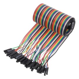 MECCANIXITY 1 Pcs IDC Rainbow Wire Flat Ribbon Cable FC-Female to 50P 19.6 Inch Length 2.54mm Pitch Breadboard Jumper Wires for Electronic Projects
