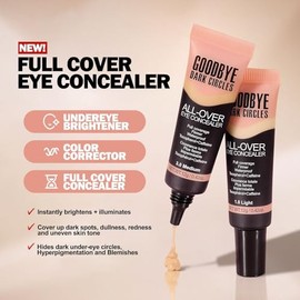 Corrector de cobertura completa debajo de los ojos, corrector de color iluminador para ojeras, corrector líquido de larga duración e impermeable para 