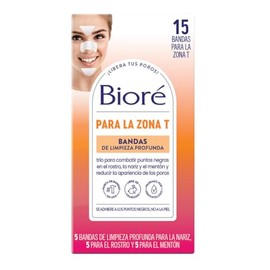 Bioré Bandas de Limpieza Profunda Para la Zona T | 15 piezas