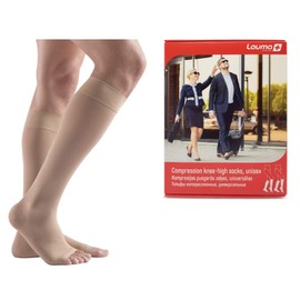 Lauma Medical, 23-32mmHg Medical Compression Knee High Socks Class 2 Open Toe Varicose Veins Common Leg Swelling Calf and Feet Pain, beige