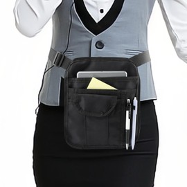 Trasylph Server Waist Pouch,Waitress Aprons with 6 Pockets,Restaurant Waiter Waist Pouch Bag with Adjustable Belt Utility Money Bag,Restaurant Serving Apron Bag for Restaurant,Hotel,Bar