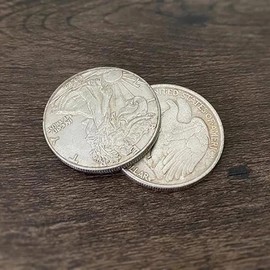 ZQION Magnetic Gravity Flipper Coin Magic Coins Tricks (Walking Liberty Half Dollar) Magician Coin Gimmicks Close Up Magic Illusion Props