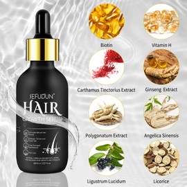Hair Growth Serum with Biotin,100% Veganic Hair Oil,60ml Hair Growth Oil for Promote Natural Hair Growth,Stop Hair Loss and Thinning and Strengthen for Hair Regrowth,Nursing Scalp