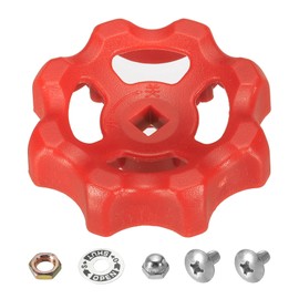 PATIKIL Outside Faucet Handle Square Stem Hole 6x6mm, ABS Round Wheel Faucet Handles Replacement Water Spigot Handle with Screws Spacer, Red