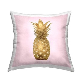 Stupell Industries Pink Glam Pineapple Tropical Fruit Design by Kate Bennett Throw Pillow, 18 x 18