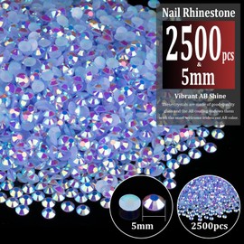 2500pcs 5mm Resin Rhinestones Bulk, Sky Blue AB Flatback Round Jelly Rhinestones Bedazzling Non Hotfix Crystal Gems Large Quantity Wholesale for DIY Crafts Clothes Tumblers Face Makeup Manicure