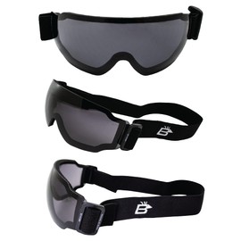 Birdz Eyewear Arch Sports Padded Safety Sky Diving Ski Motorcycle Goggles for Men & Women ANSI Z78.1+ 2 Pairs Smoke & Blue Mirror Lenses