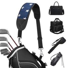 BAIRBRE Golf Bag Strap Replacement Golf Bag Shoulder Strap Single Padded Shoulder Strap Adjustable Golf Bag Straps Waterproof Star Golf Bag Backpack Straps Blue