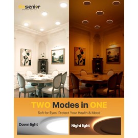 Ensenior 20 Pack 4 Inch LED Recessed Ceiling Light with Night Light, Dimmable, 2700K-5000K 5CCT, 1050LM 12W 120V, High Brightness Canless Wafer Downlight - FCC&ETL
