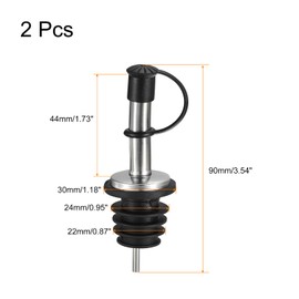 uxcell Stainless Steel Bottle Pourers, 2Pcs 90mm/3.54" Olive Oil Spout with Rubber Dust Caps, Wine Pourers Liquor Pour Spouts for Pours Liquid, Wine, Vinegar, Most Liquor Bottles (Black)