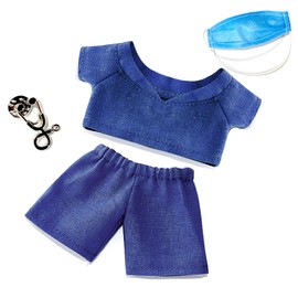 4 Piece Set Clothes,Mask Clothes Pants and Accessories,Fashion Chic Clothes Accessories Gift for Kids (Deep Blue)