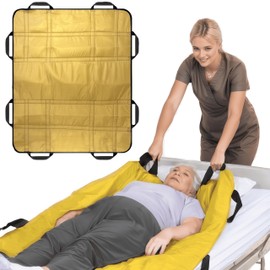 NurtureCare Upgrade 3-Layer Positioning Pad with Handles 48"x40" Elderly Assistance Products Incovinence Care Washable Waterproof Bed Pad Transfer Board Moving Patient Transfer Sheet (Savanna Gold)