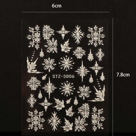 7PCS Christmas Snowflakes Nail Art Decals Snowflake, Love Heart, Five Point Star Self-Adhesive Flower Nail Art Sticker DIY Manicure Accessories