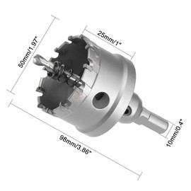 50mm TCT Hole Saw, 2” Cutting Diameter Tungsten Carbide Tipped Hole Cutter Opener, for Stainless Steel Metal Plate Aluminum