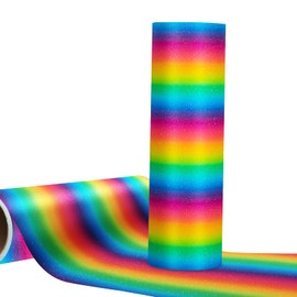 WRAPXPERT Shimmer Craft Adhesvie Vinyl Roll 12" x6FT Glitter Rainbow Permanent Adhesive Vinyl for Crafts Lettering Scrapbook