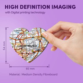 1 x Heart MDF Magnets - Dortmund Germany German Travel Map City 44895