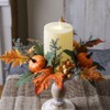 mdgfge Thanksgiving Artificial Pumpkins Berries Candle Ring Wreath Fall Pillar