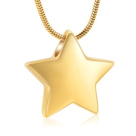 Cremation Jewelry Small Star Urn Necklace For Ashes Stainless Steel Memorial Necklace for Women Men Keepsake Jewelry for Human Ashes with Filling Kits(Gold)