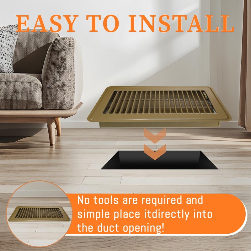 4" x 12" Floor Register Cover - Heavy Duty Steel