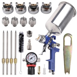 Zeinlenx HVLP Gravity Feed Spray Gun, Automotive Air Paint Spray Gun Kit with 4 Nozzles,1.4mm 1.7mm 2.0mm and 2.5mm, 1000cc Aluminum Cup, Suitable for Auto Paint, Base Coat & Touch Up
