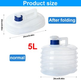 5L Camping Water Containers, Folding Water Bucket Carrier with Tap, Folding BucketWater Tank with Tap, Portable Collapsible Bucket 5L for Climbing BBQ Party Picnic Travel Outdoor Camping Equipment