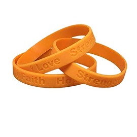 5 Adult Leukemia Awareness Orange Silicone Bracelets - Adult Size Show Your Support 5 Bracelets - Made of 100% high quality silicone