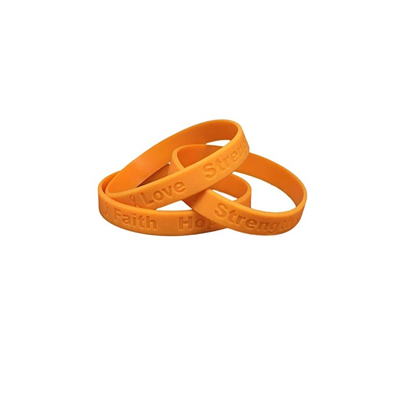 5 Adult Leukemia Awareness Orange Silicone Bracelets - Adult Size