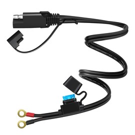 Motorcycle SAE Quick Disconnect Extension Cable Adapter,2 FT SAE to O Ring Terminal Harness with 10A Fuse 2 Pin Plugs,Extension Charge Cord for Car,Motorbike,Solar Panel,Tractor,Power Supply