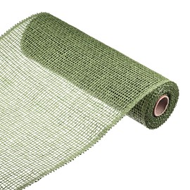 sourcing map PP Burlap Mesh 10 Inch x 5 Yard Wrapping Ribbon for Home Outdoor Wreath Decoration, 1 Roll Dark Green