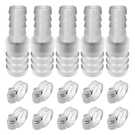 15Pcs Hose Barb Reducer 3/4 Inch to 1/2 Inch Barb Hose Reducing Fittings with Hose Clamps, Stainless Steel Hose Barb Reducer Splicer Mender Union Adapter for Air Water Fuel