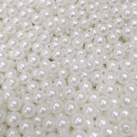 White Pearl Beads, 1000pcs - 6mm Lvory Pearls for Jewelry Making, DIY Bracelet Beading, Sewing Crafts, Decoration, Vase Filler